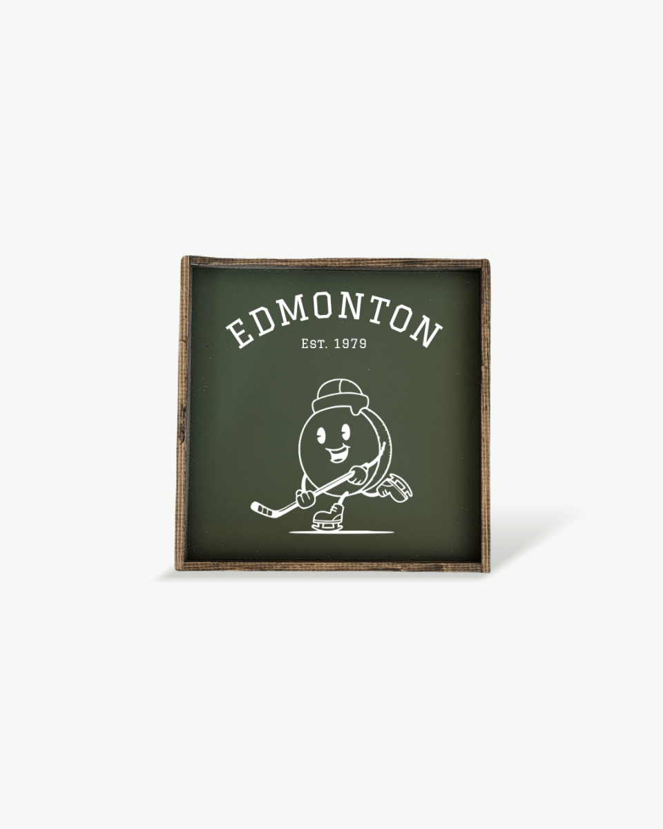 Edmonton Hockey Puck Wood Sign – Hockey - Inspired Wall Art - WilliamRaeDesigns