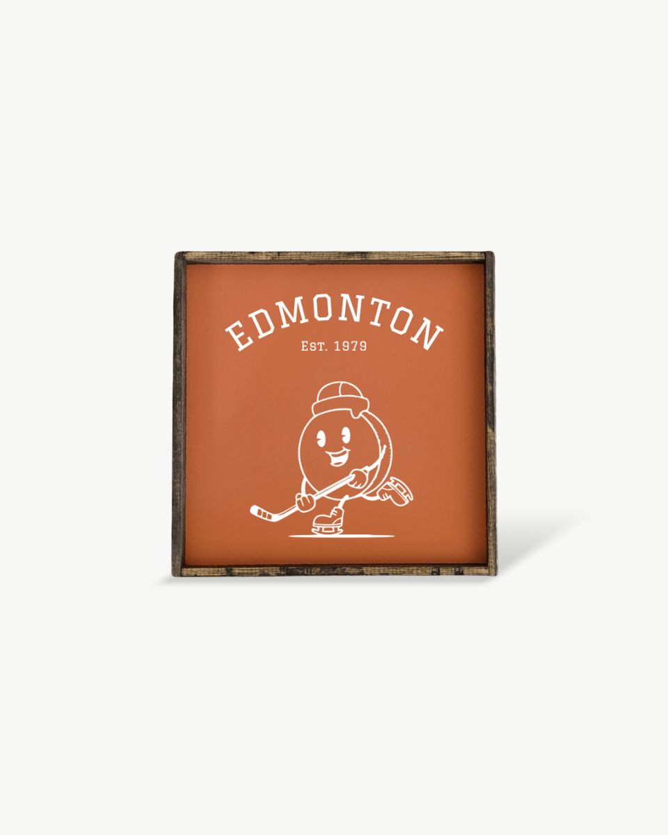 Edmonton Hockey Puck Wood Sign – Hockey - Inspired Wall Art - WilliamRaeDesigns