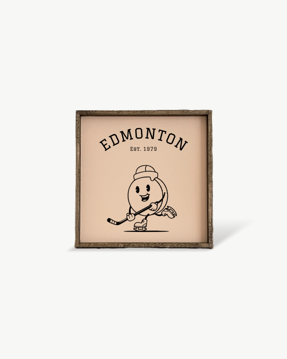 Edmonton Hockey Puck Wood Sign – Hockey - Inspired Wall Art - WilliamRaeDesigns