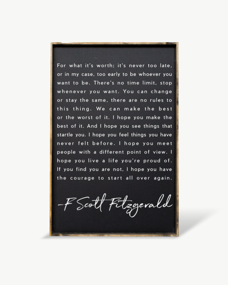 F. Scott Fitzgerald Wood Sign - WilliamRaeDesigns