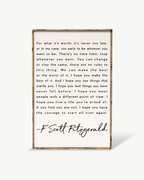 F. Scott Fitzgerald Wood Sign - WilliamRaeDesigns