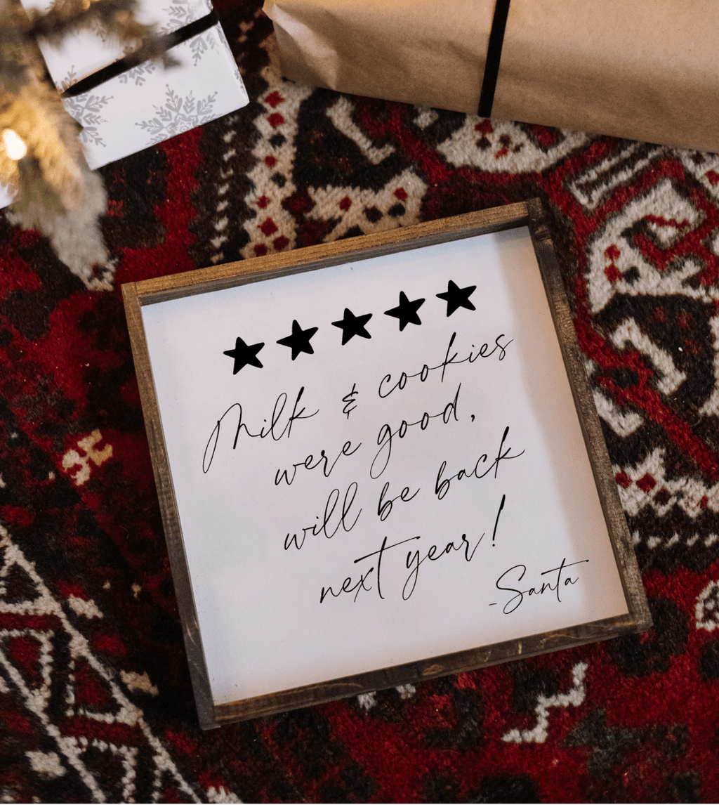 Milk & Cookies Santa Review - Framed Christmas Print - WilliamRaeDesigns