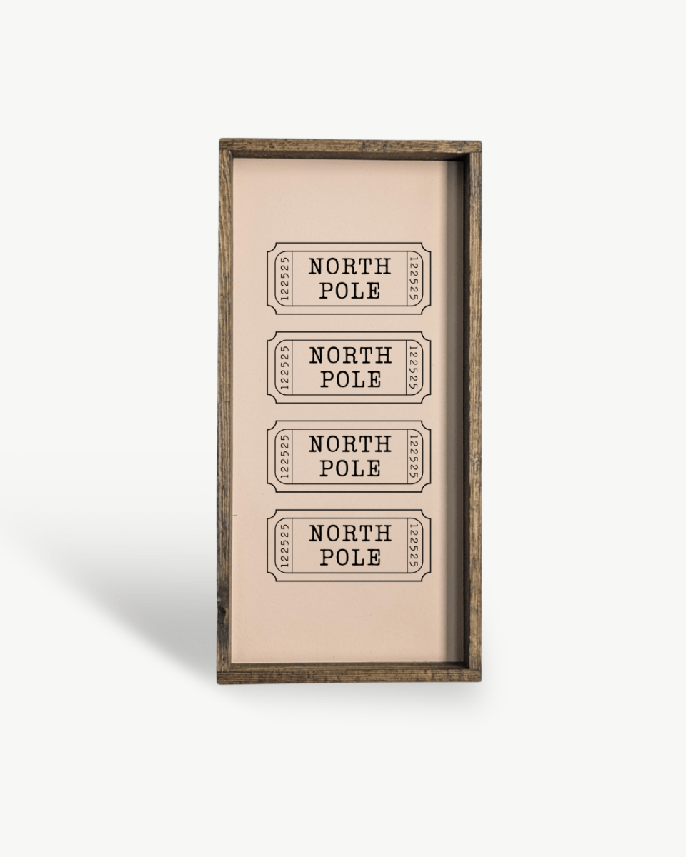 North Pole Tickets Framed Wall Art - WilliamRaeDesigns