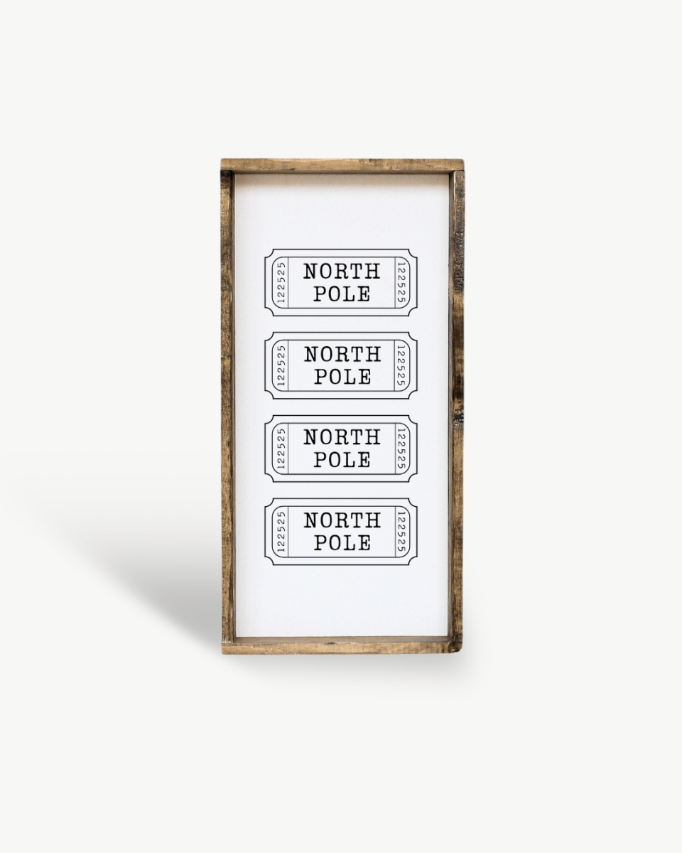 North Pole Tickets Framed Wall Art - WilliamRaeDesigns