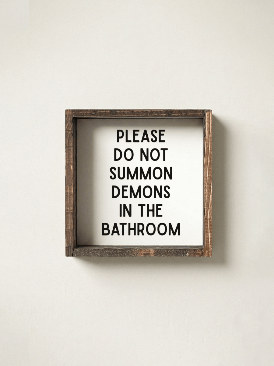 Please Do Not Summon Demons in the Bathroom Framed Mini Print - WilliamRaeDesigns