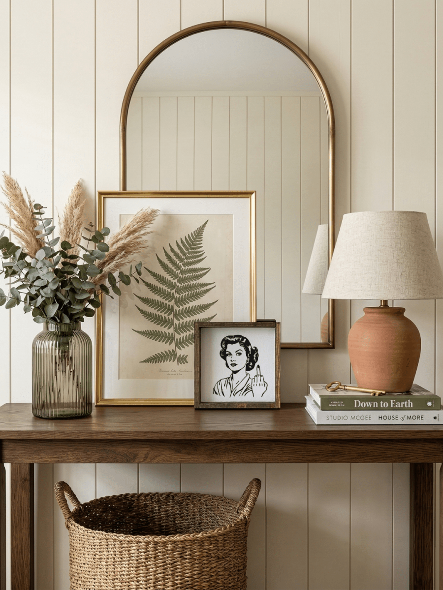 Retro Housewife Middle - Finger Framed Mini Print - WilliamRaeDesigns