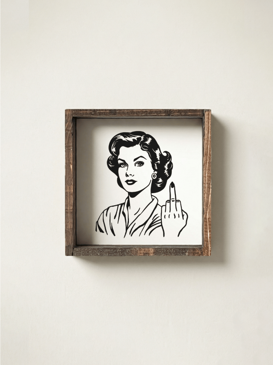 Retro Housewife Middle - Finger Framed Mini Print - WilliamRaeDesigns
