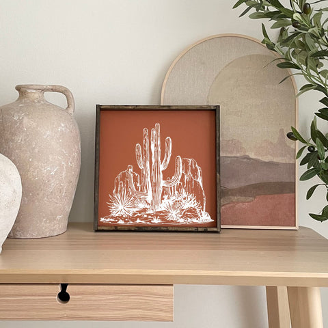 Southwestern Cactus Wood Sign - WilliamRaeDesigns