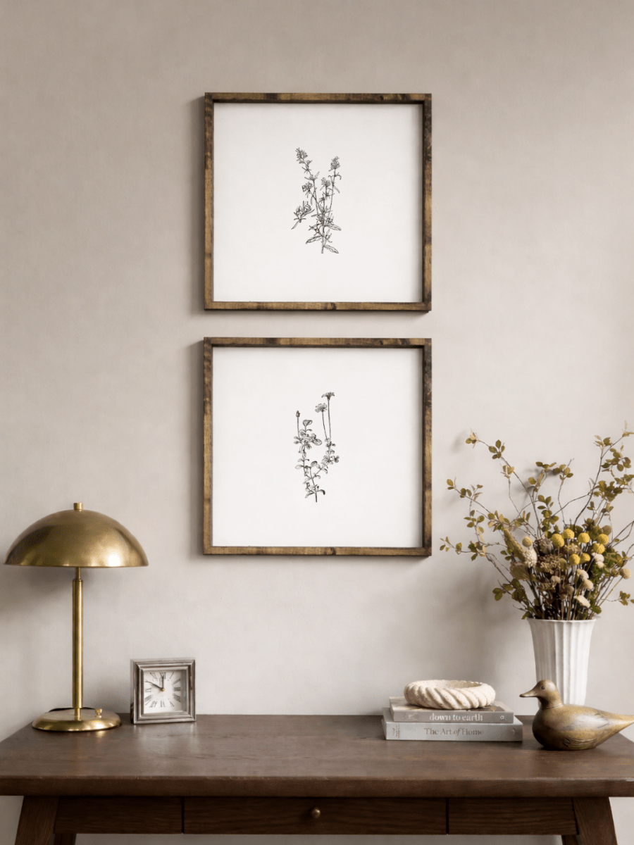 Vintage Floral Stem Framed Print (No. 1) - WilliamRaeDesigns