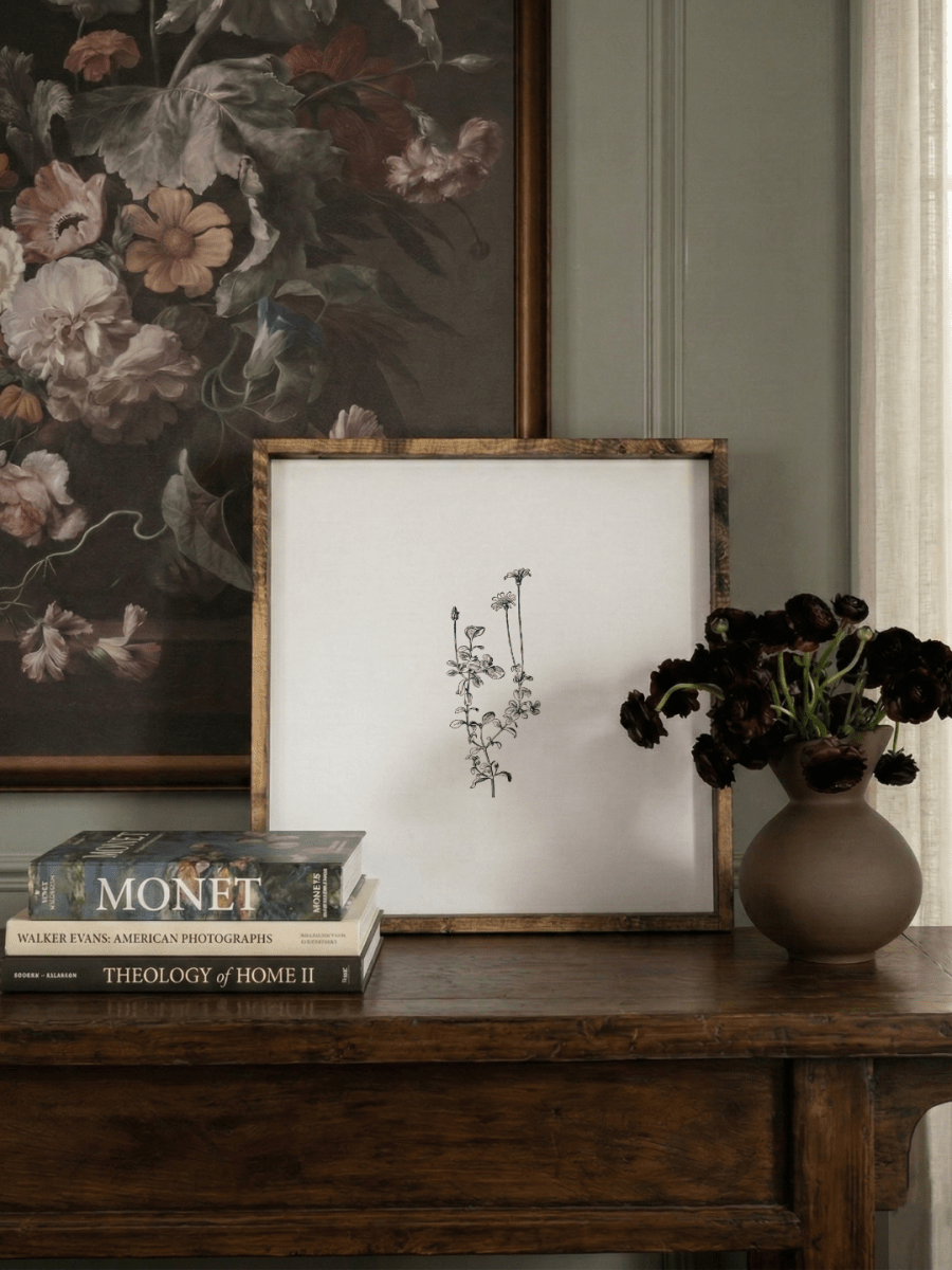 Vintage Floral Stem Framed Print (No. 1) - WilliamRaeDesigns