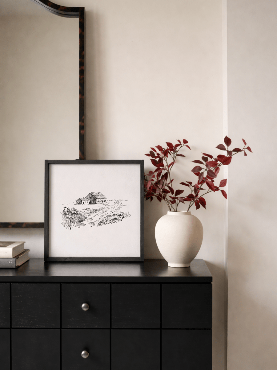 Vintage - Inspired Prairie House Sketch Framed Print - WilliamRaeDesigns