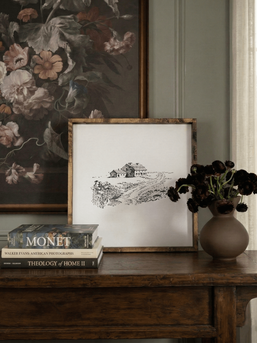 Vintage - Inspired Prairie House Sketch Framed Print - WilliamRaeDesigns