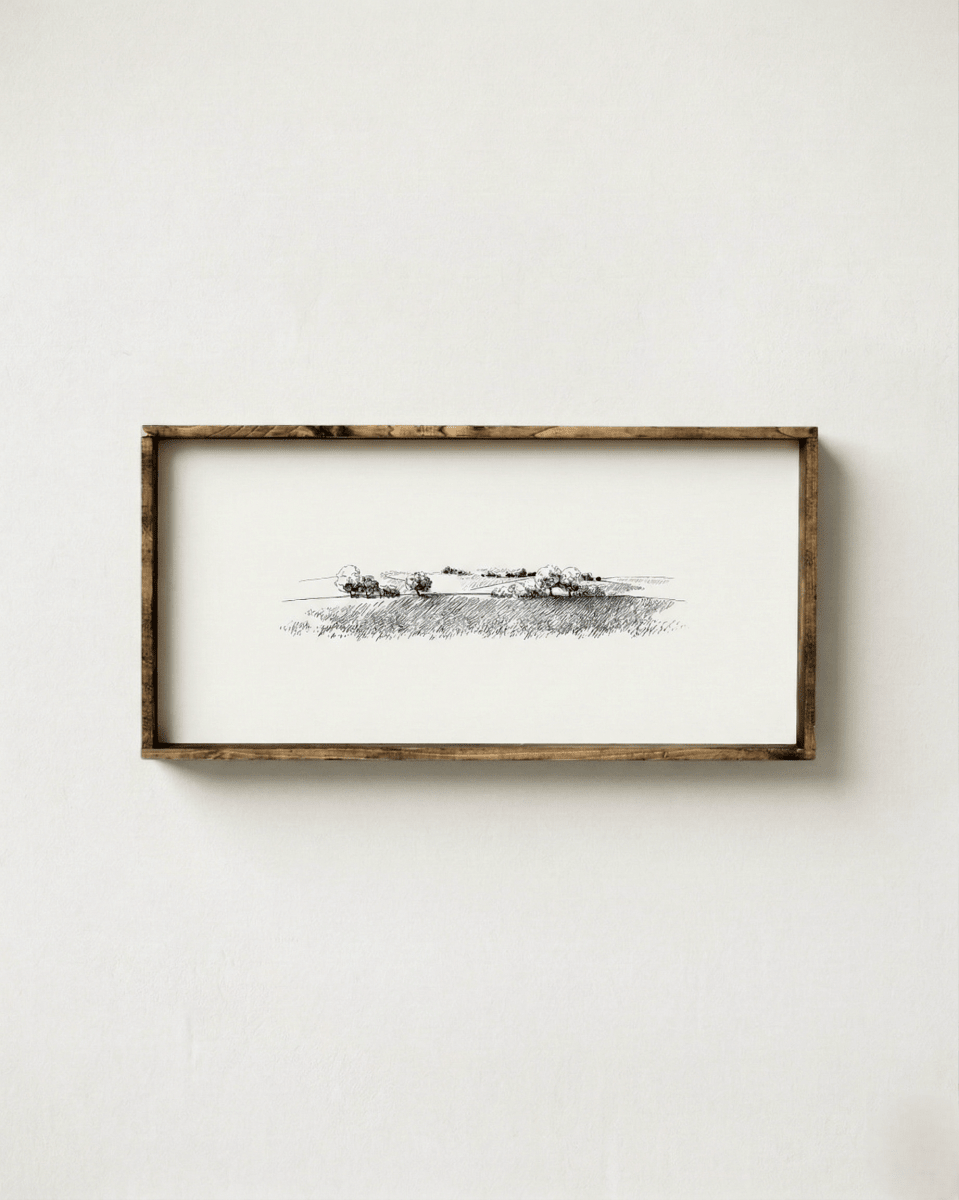 Vintage Landscape Sketch Framed Print - WilliamRaeDesigns