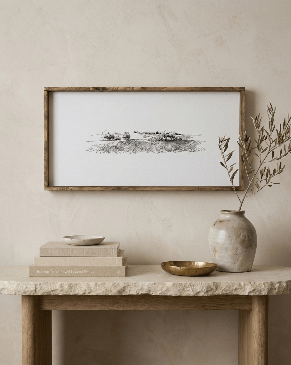 Vintage Landscape Sketch Framed Print - WilliamRaeDesigns