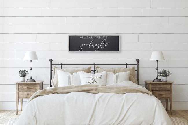 WilliamRaeDesigns Wood Signs Classic Gray Always Kiss Me Goodnight | Wood Sign