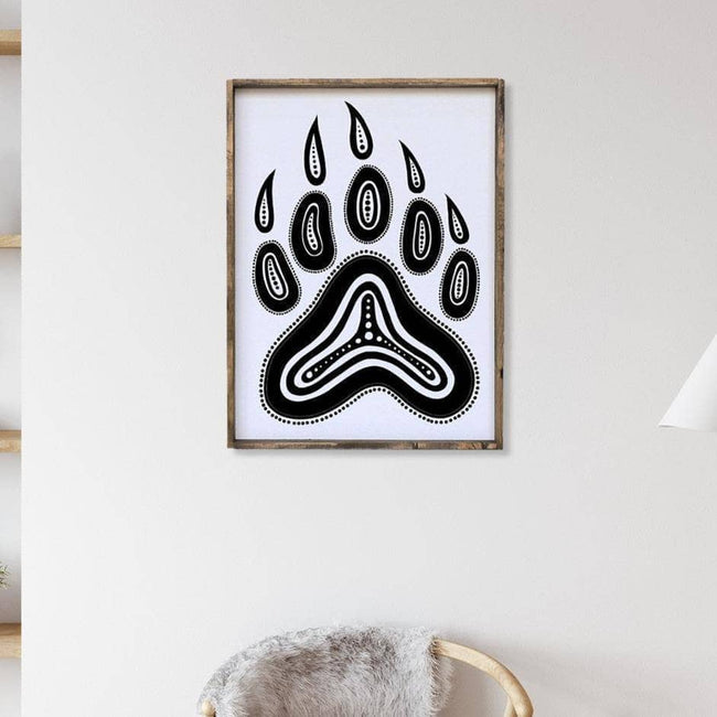 WilliamRaeDesigns White / Dark Walnut Bear Paw Symbol | Wood Sign