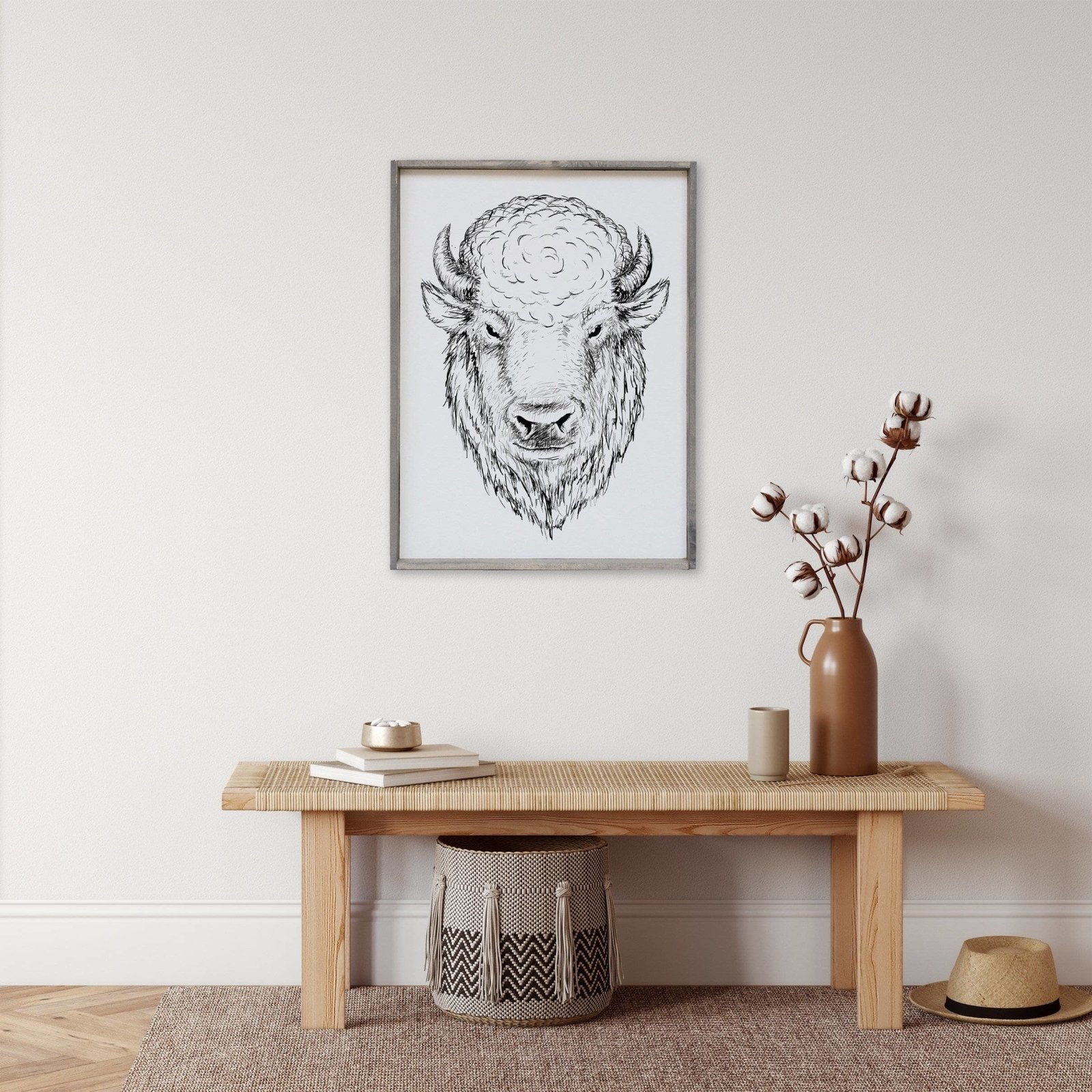 WilliamRaeDesigns Wood Signs Classic Gray Buffalo Head (Earl) | Wood Sign