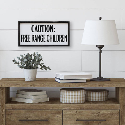 WilliamRaeDesigns Wood Signs Ebony Caution Free Range Children | Wood Sign