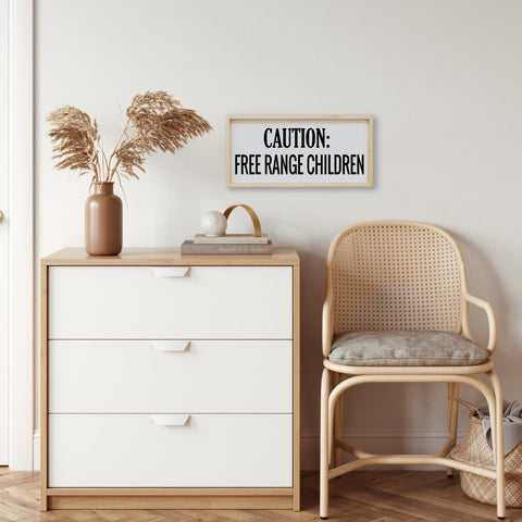 WilliamRaeDesigns Wood Signs Natural Caution Free Range Children | Wood Sign