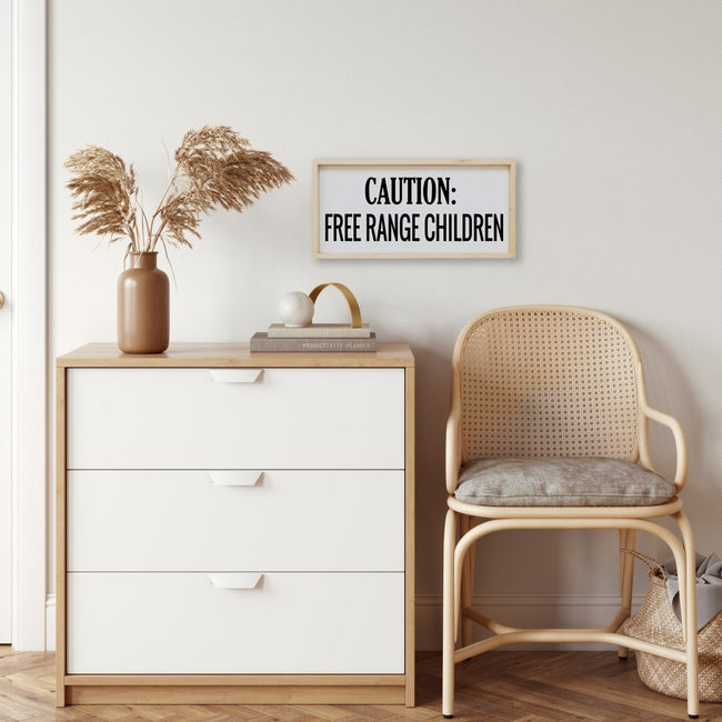 WilliamRaeDesigns Wood Signs Natural Caution Free Range Children | Wood Sign