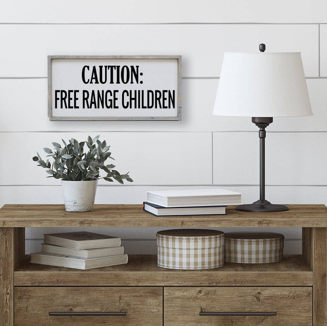 Caution Free Range Children Wood Sign - WilliamRaeDesigns