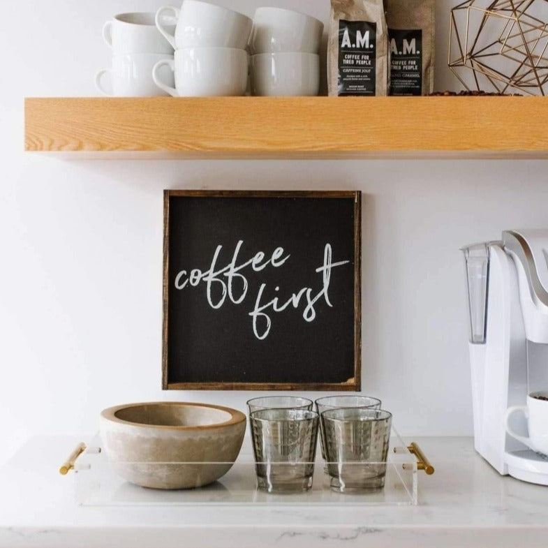 Coffee First | Wood Sign farmhouse signs, rustic signs, joanna gaines style signs, farmhouse decor, Farmhouse style