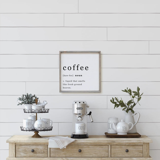 WilliamRaeDesigns Classic Gray / White Coffee Noun | Wood Sign