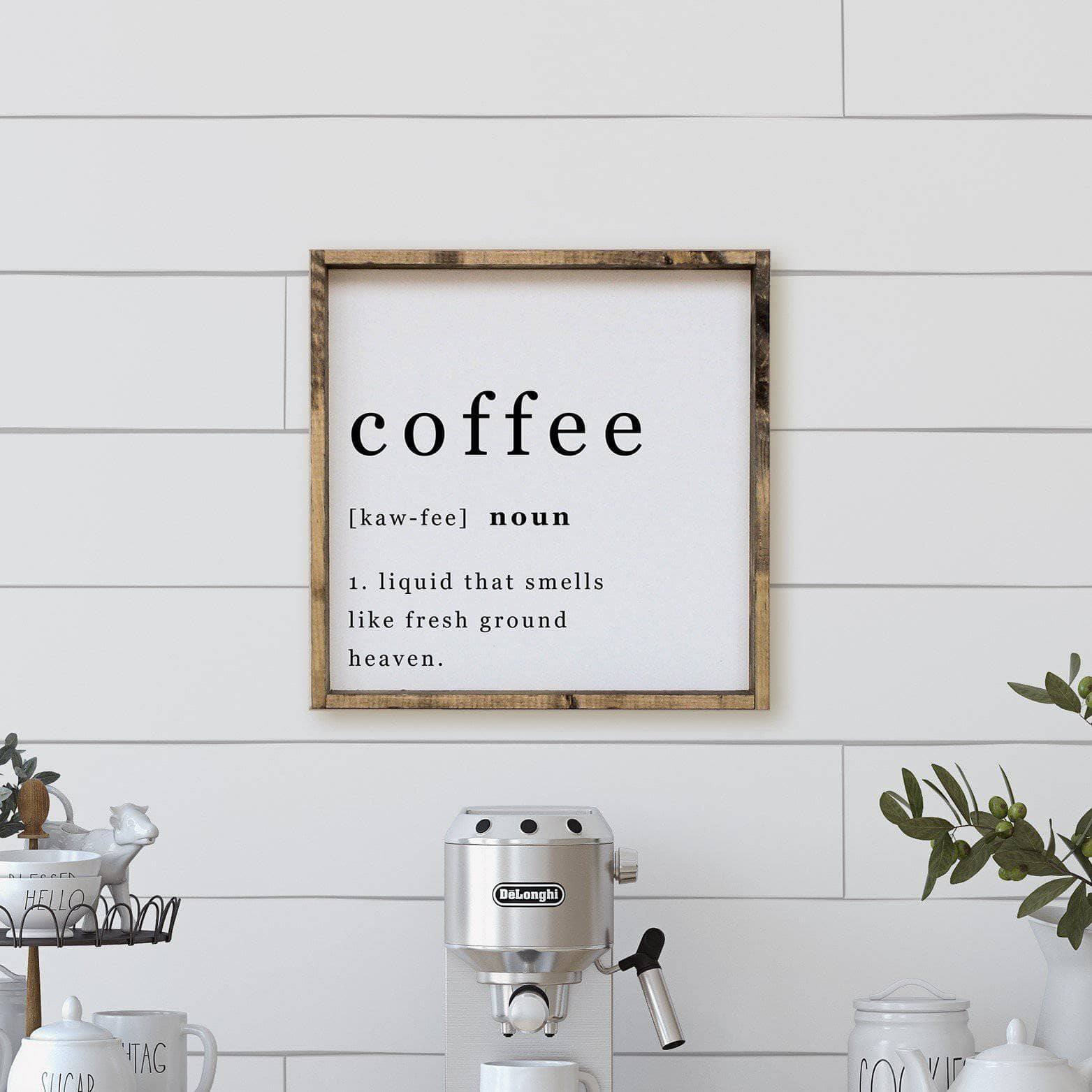 WilliamRaeDesigns Dark Walnut / White Coffee Noun | Wood Sign