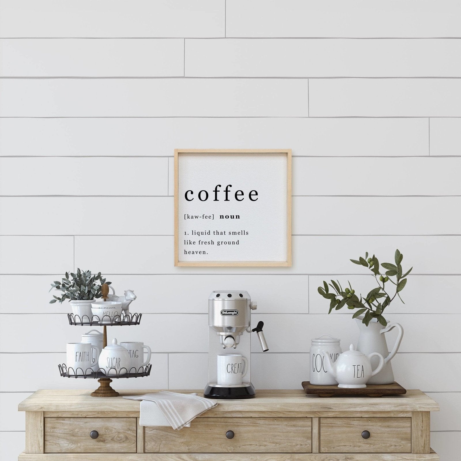 WilliamRaeDesigns Natural / White Coffee Noun | Wood Sign