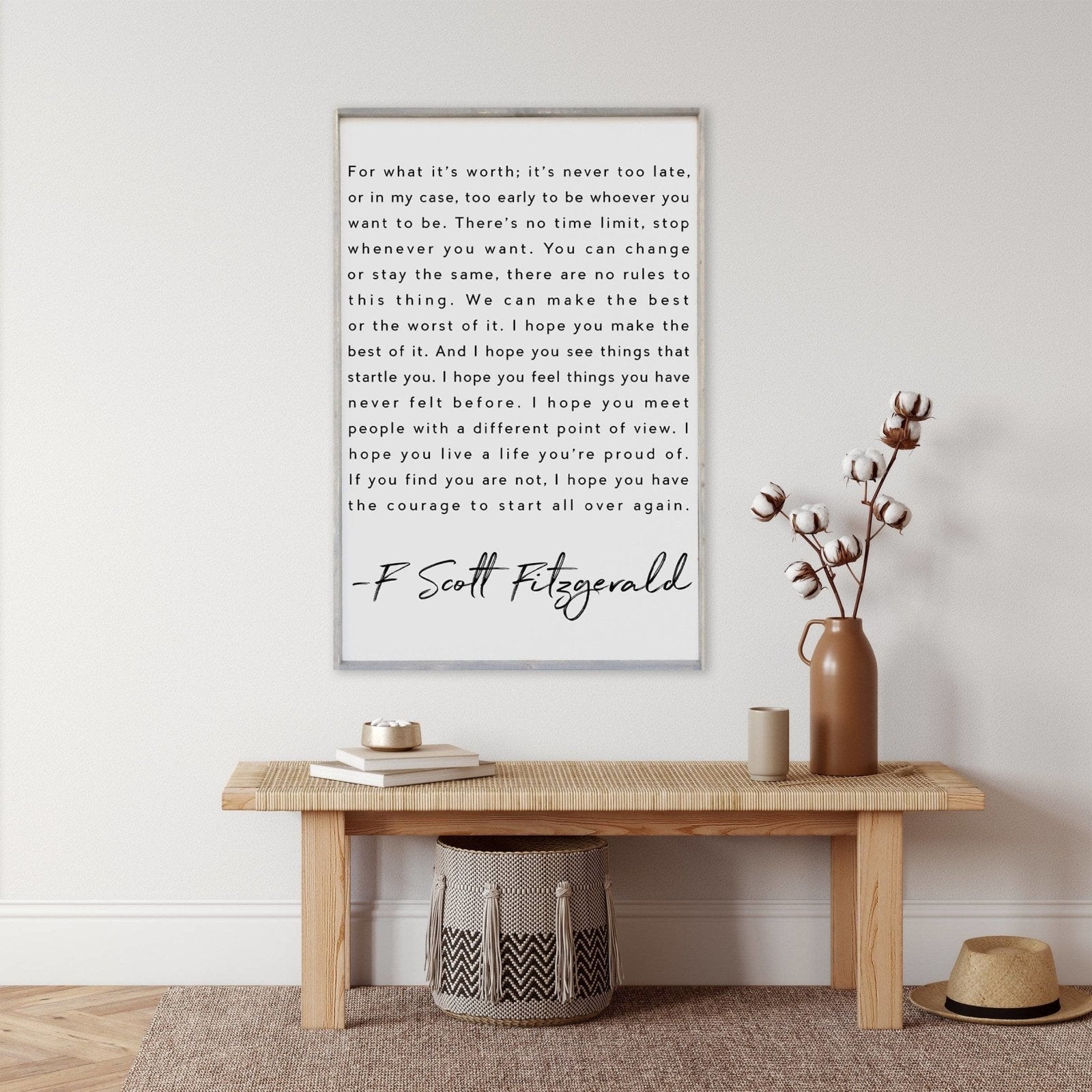 Williamrae Designs Wood Signs 24"x36" / Classic Gray F. Scott Fitzgerald | Wood Sign