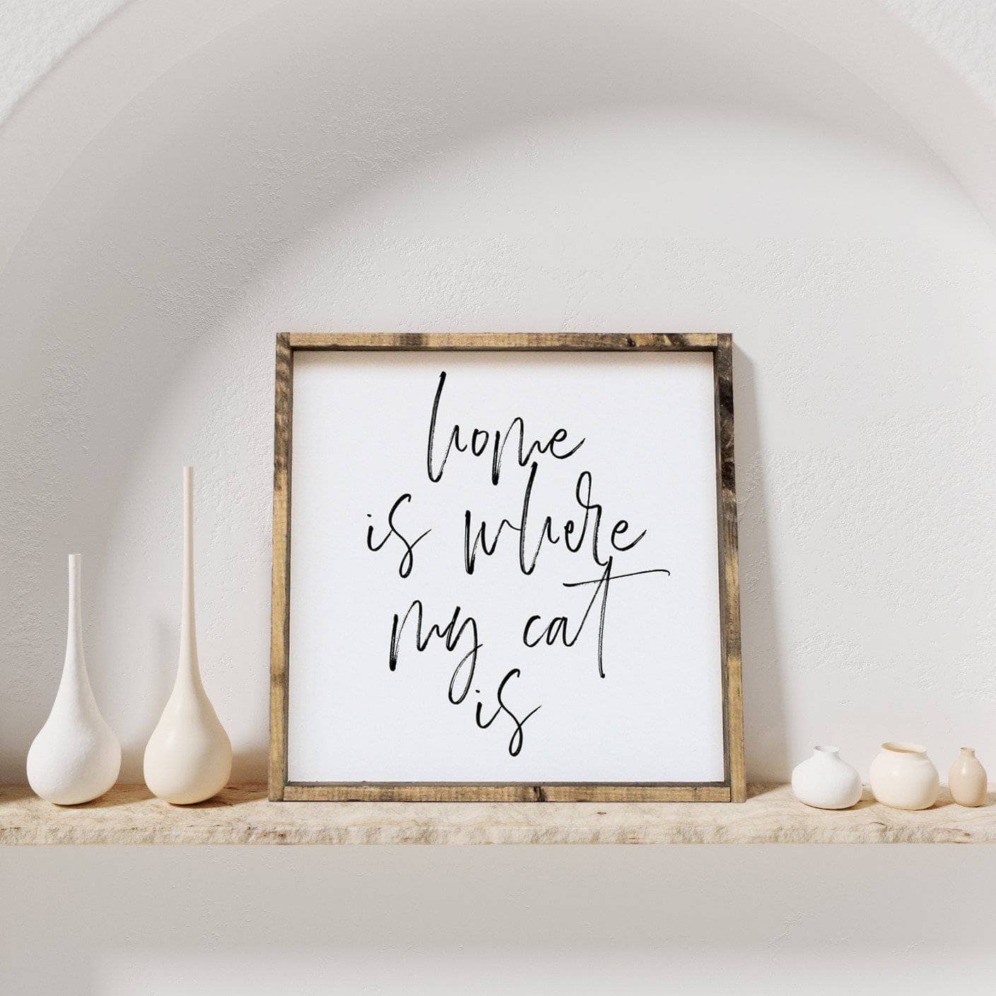 WilliamRaeDesigns Dark Walnut Home is Where My Cat is | Wood Sign