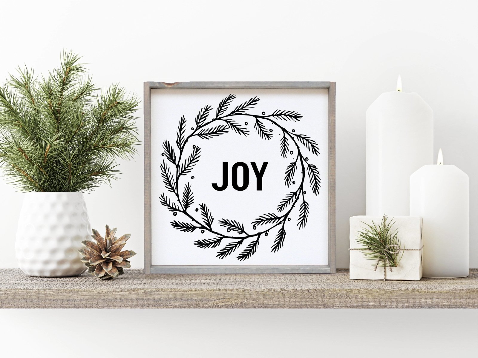 Joy Wreath | Wood Sign - WilliamRaeDesigns