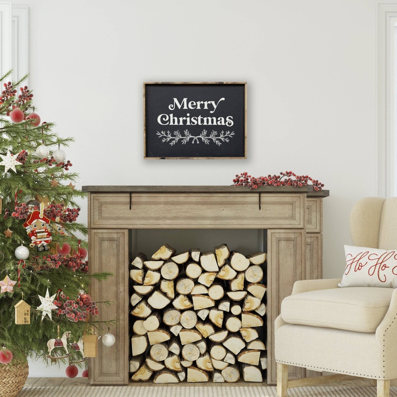 Merry Christmas (18"x24") | Wood Sign - WilliamRaeDesigns