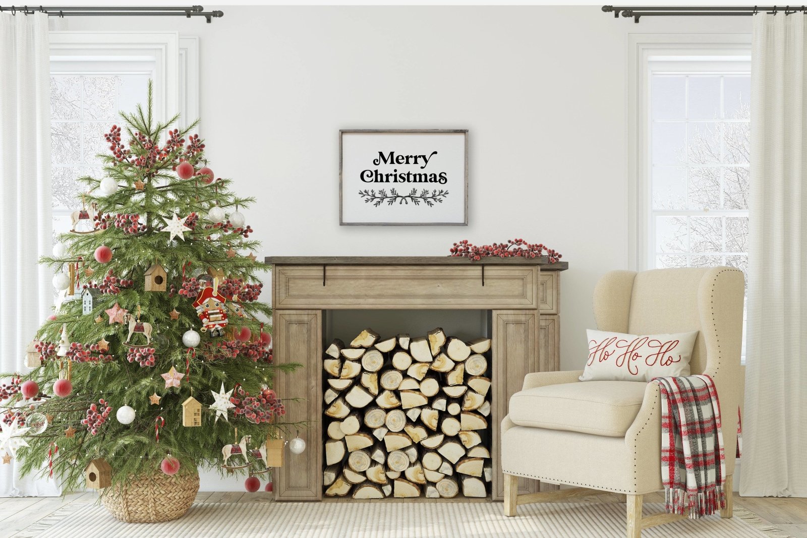 Merry Christmas (18"x24") | Wood Sign - WilliamRaeDesigns