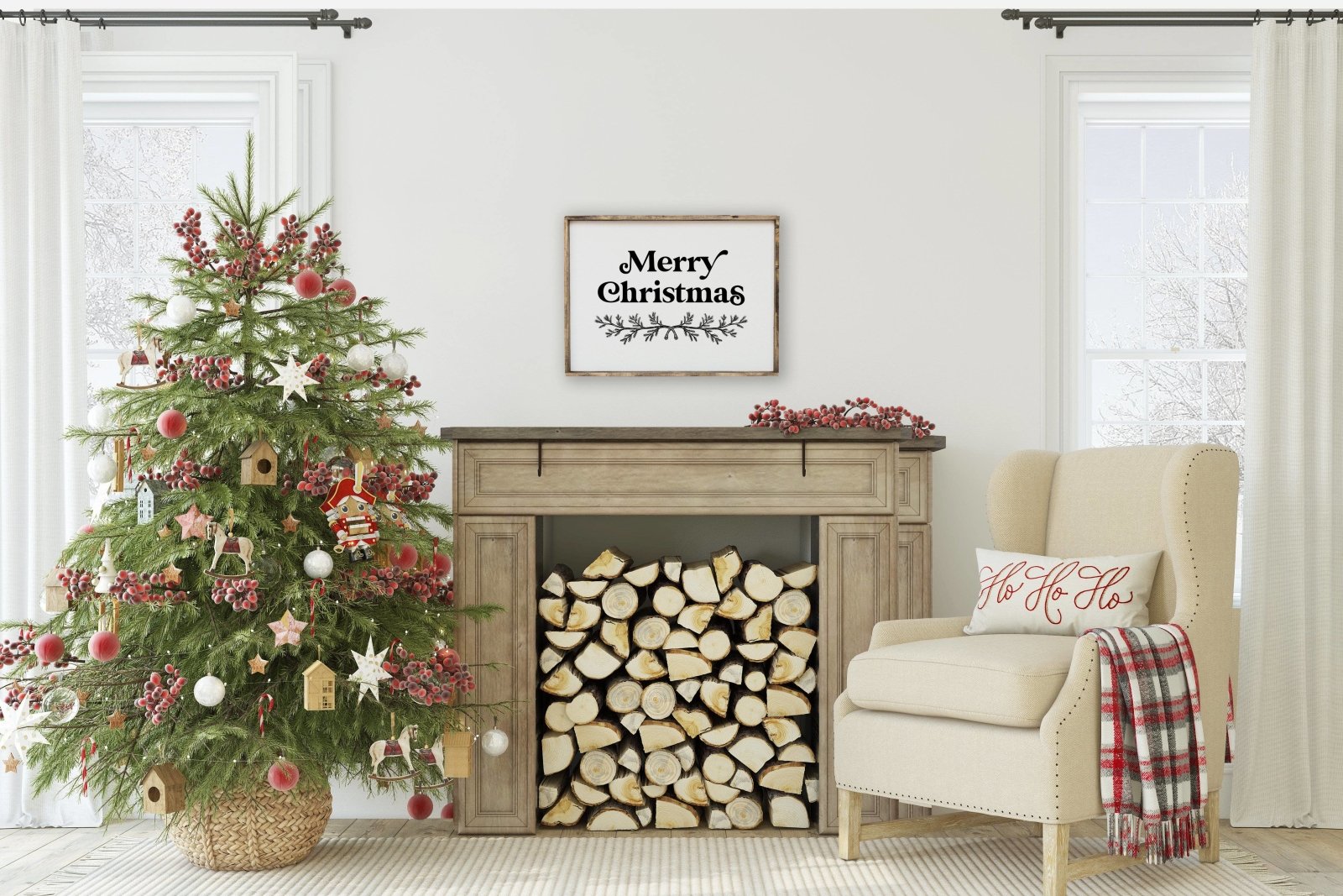 Merry Christmas (18"x24") | Wood Sign - WilliamRaeDesigns